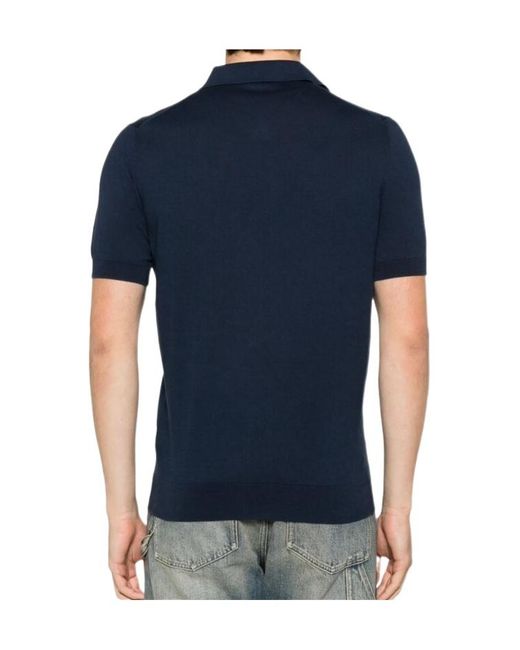 Fedeli Blue Open Neck Polo Shirts for men