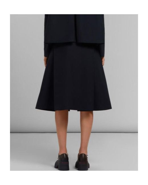 Marni Blue Maxi Pleated Cady Midi Skirt