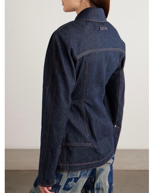 Jean Paul Gaultier Blue Paneled Topstitched Denim Jacket