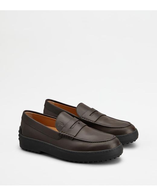 Tod's Black Gommino Leather Moccasins for men