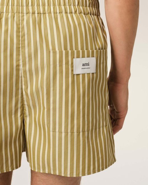 AMI Yellow Ami Striped Elasticated Shorts for men
