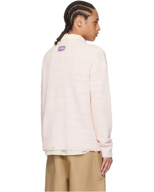 Acne Pink Crew-Neck Sweater for men