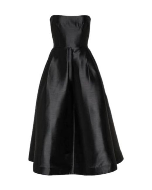 Alex Perry Black Strapless Faille Midi Dress