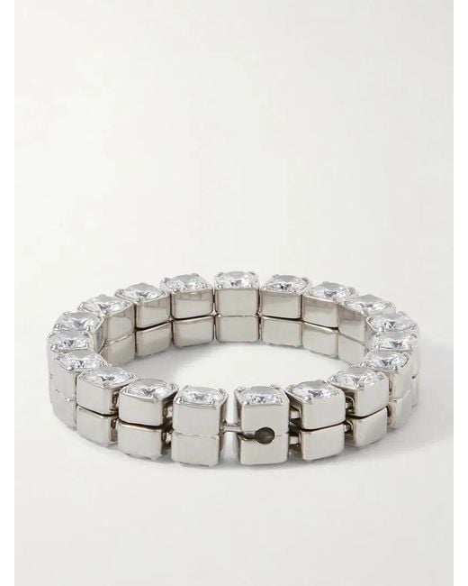 Jil Sander White Crystal-Set Bracelet
