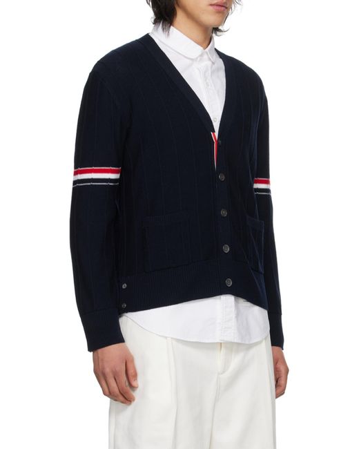 Thom Browne Blue Stripped Buttoned Cardigan for men