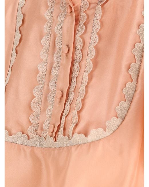 Chloé Orange Chloé Lace-Trim Drawstring Top
