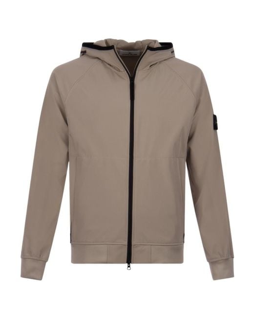 Stone Island Brown Compass-Motif Hooded Jacket for men