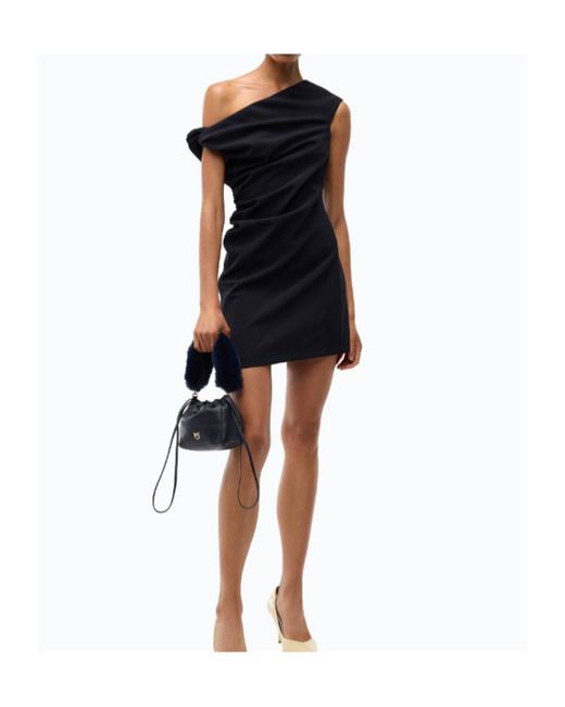 Pinko Black Off-Shoulder Draped Dress