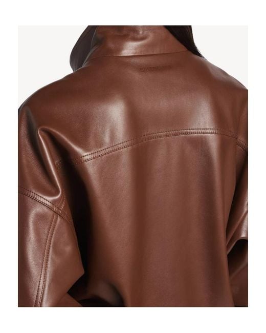 Balenciaga Brown Oversized Cropped Leather Jacket