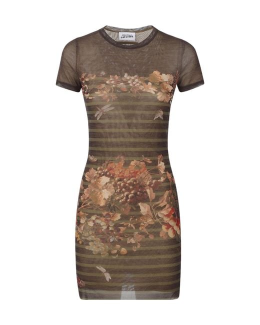 Jean Paul Gaultier Brown Short-Sleeved Dress