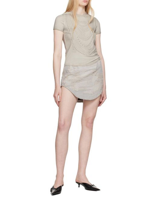 DIESEL White Distressed De-Ada-Fsg1 Denim Mini Skirt
