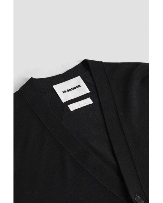 Jil Sander Black V-Neck Knitted Cardigan for men