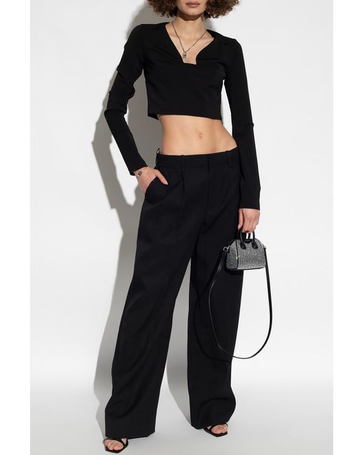 Givenchy Black Long-Sleeve Cropped Top