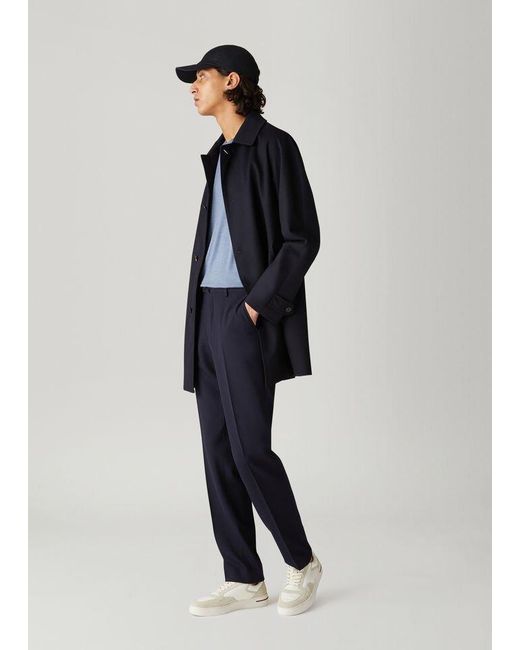 Loro Piana Blue Single-Breasted Coat for men