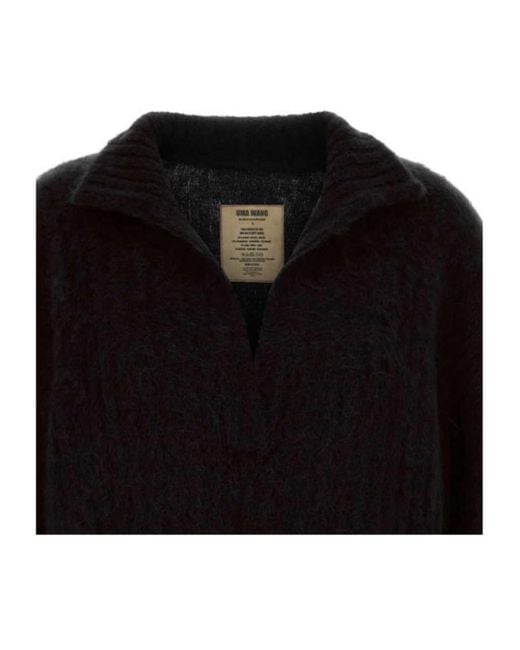Uma Wang Black Long-Sleeved Knitted Pullover