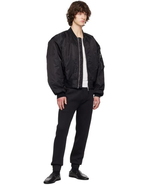Entire studios Black Cropped Broad Bomber Jacket for men