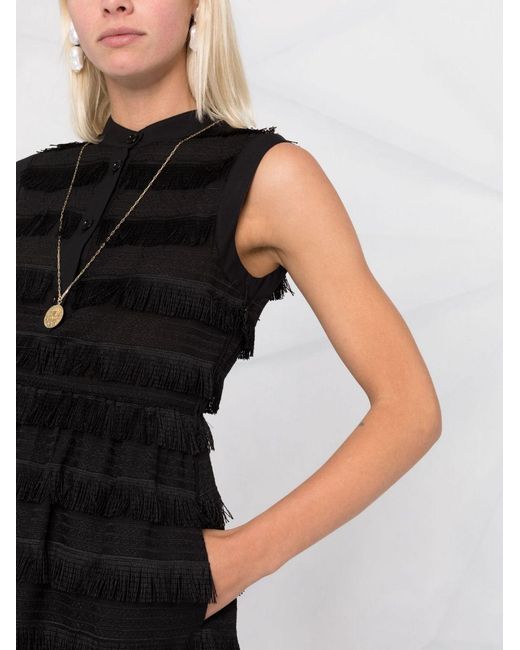 Moschino Black Tassel-Rimmed Sleeveless Dress
