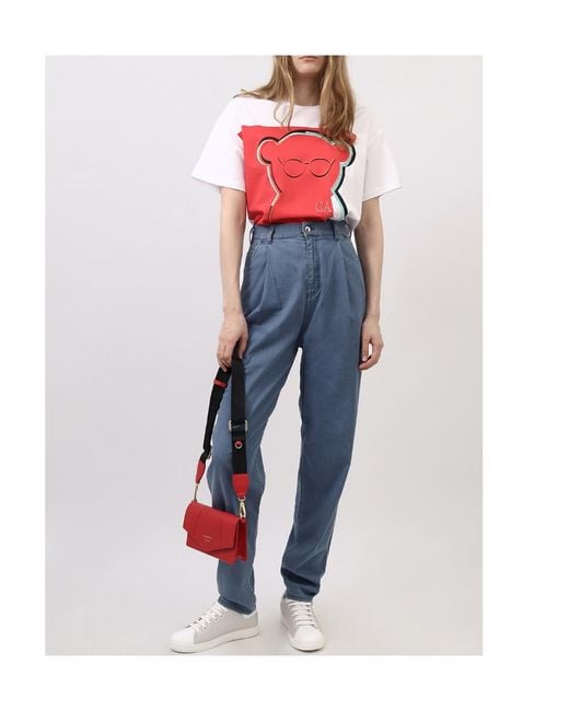 Emporio Armani Red Graphic-Print Short-Sleeved T-Shirt