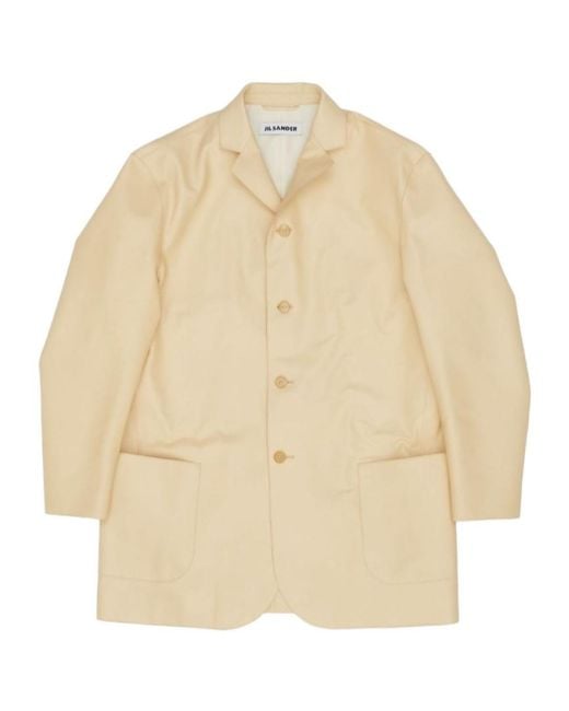 Jil Sander Natural Single Breasted Leather Jacket