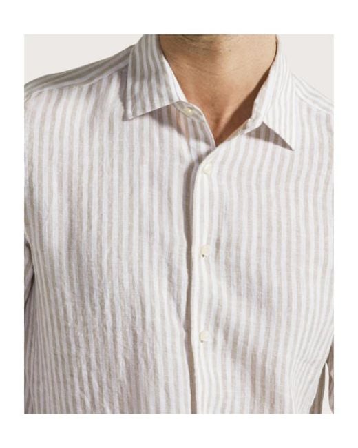 Seventy White Striped Linen Shirt for men