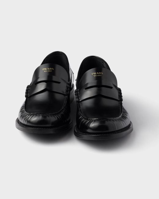 Prada Black Ruched Slip-On Loafers