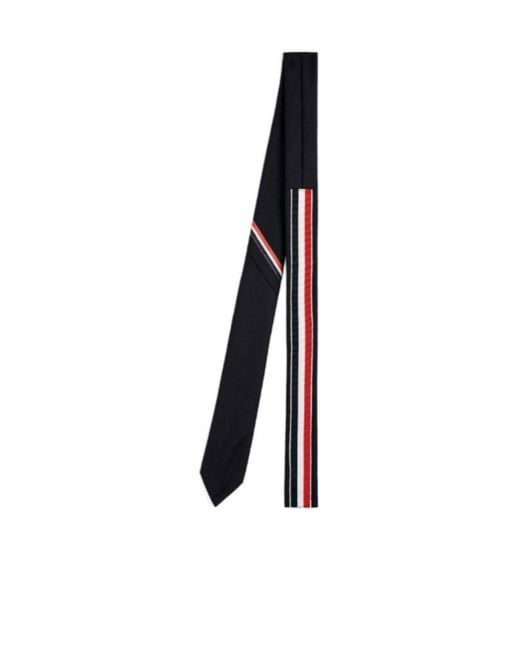 Thom Browne Blue Rwb-Stripe Logo Patch Tie for men