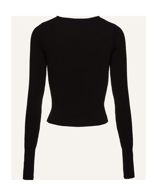 Magda Butrym Black Sculpted Rib Knitted Top