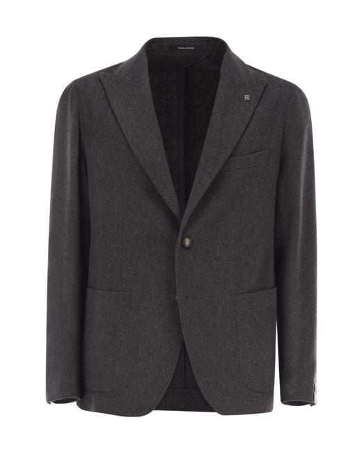 Tagliatore Black Two-Button Patch Pocket Jacket for men