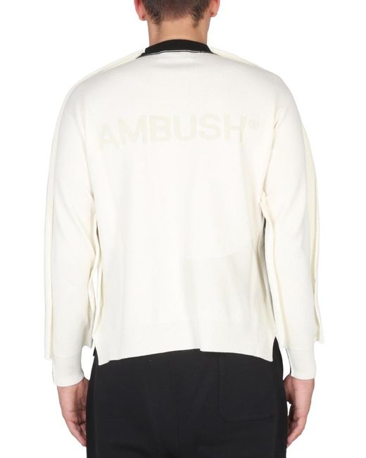 Ambush Black Colour-Block Knit Crewneck Sweater for men