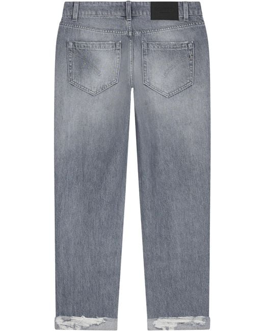 Dondup Blue Distressed Straight Leg Jeans