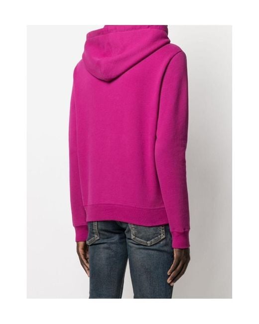 Saint Laurent Pink Logo Printed Drawstring Hoodie for men