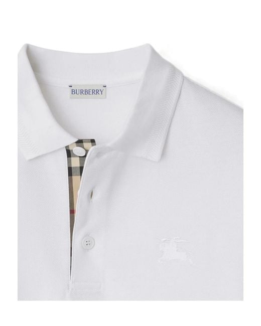 Burberry White Ekd Embroidered Short Sleeved Polo Shirt for men