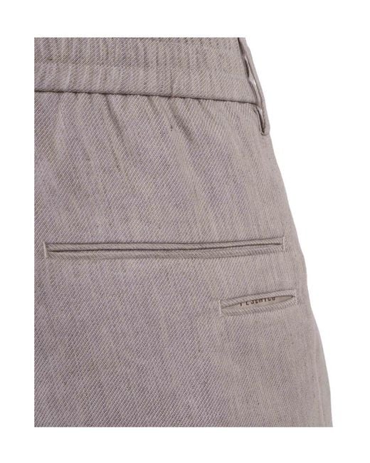 Peserico Gray Pressed-Crease Straight-Leg Trousers for men