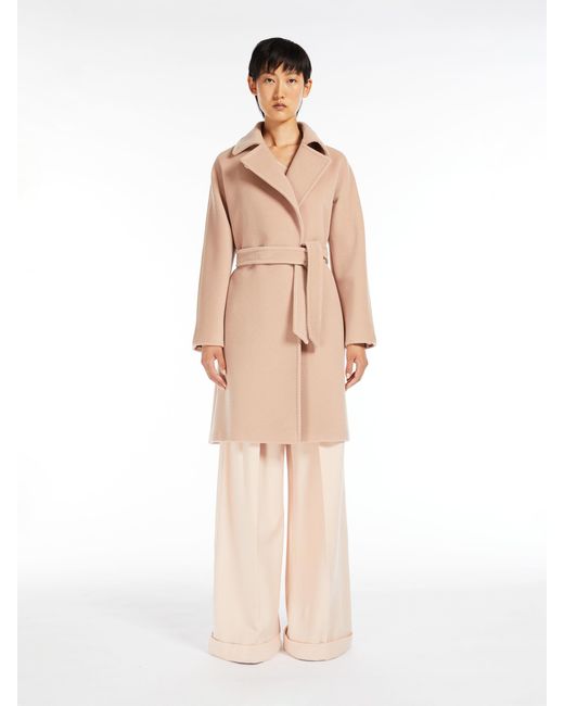 Max Mara Natural Cashmere And Wool Wrap Coat