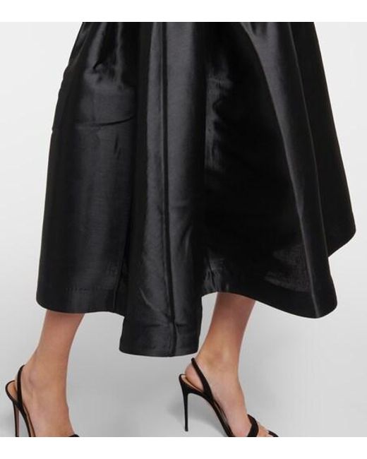 Alex Perry Black Strapless Faille Midi Dress