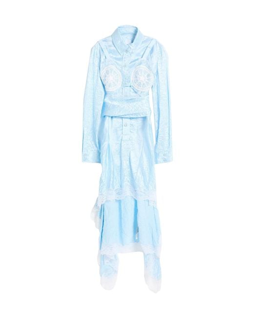 Burberry Blue Satin Shirt Dress