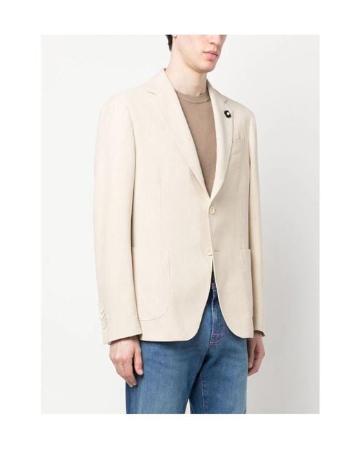 Lardini Natural Single-Breasted Blazer for men