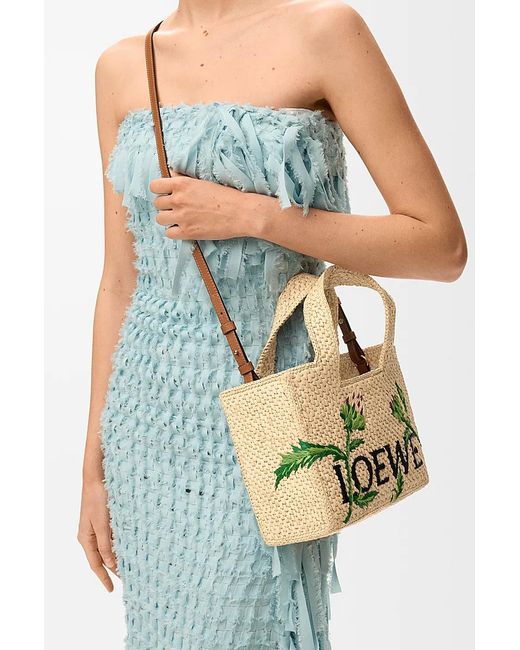 Loewe Green Font Embroidered Open Top Bag
