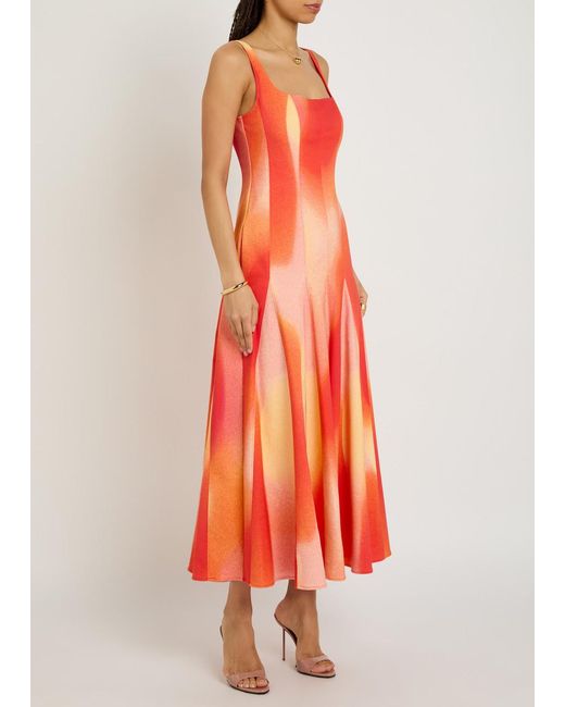 Jonathan Simkhai Orange Printed Cotton-Blend Midi Dress