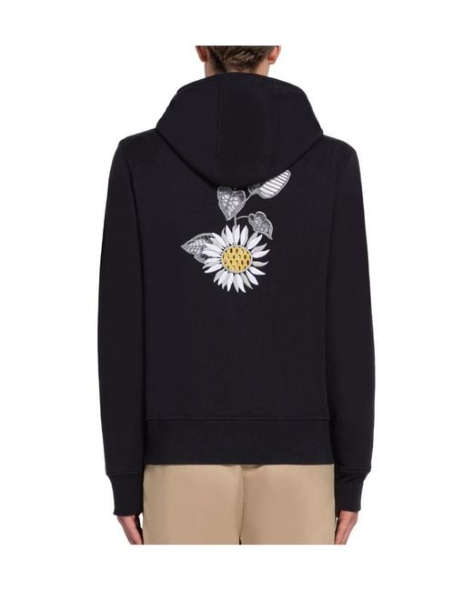 Thom Browne Black Floral Embroidered Hoodie for men
