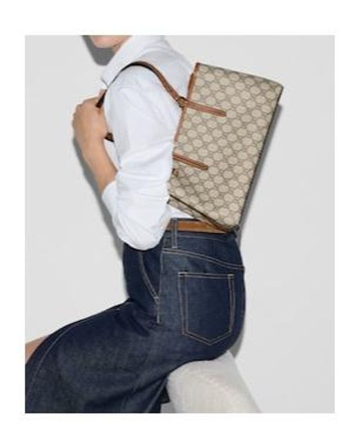 Gucci Brown Gg Emblem Small Tote Bag