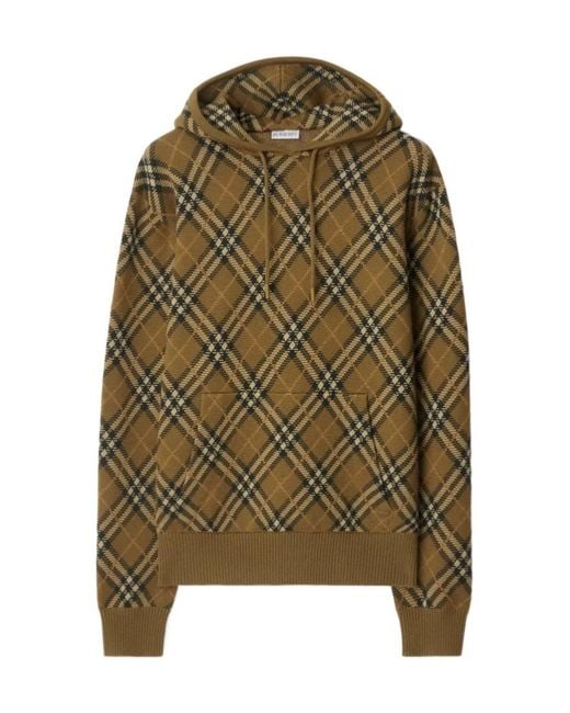 Burberry Green Wool Hoodie for men