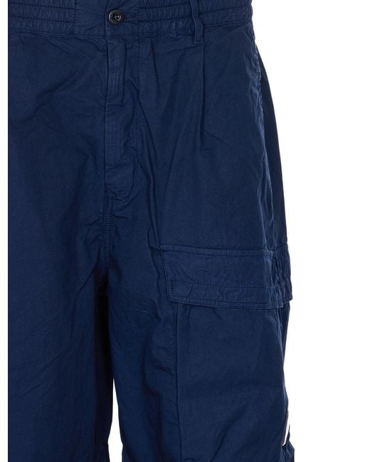 C P Company Blue Lens-Detailed Straight Leg Trousers for men
