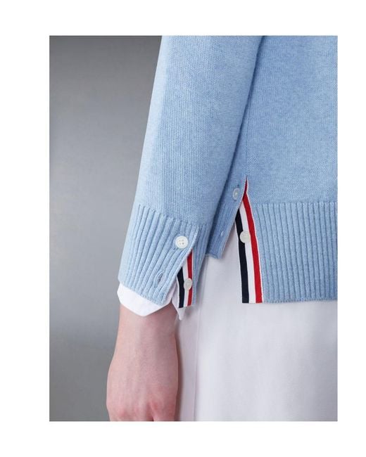 Thom Browne Blue Peter Pan-Collar Virgin-Wool Cardigan