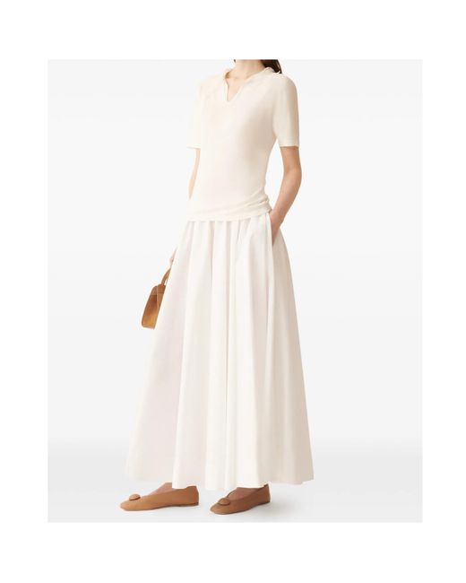 Fabiana Filippi White V-Neck Lace-Detail Top