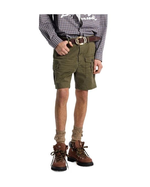 DSquared² Green Cargo Shorts for men