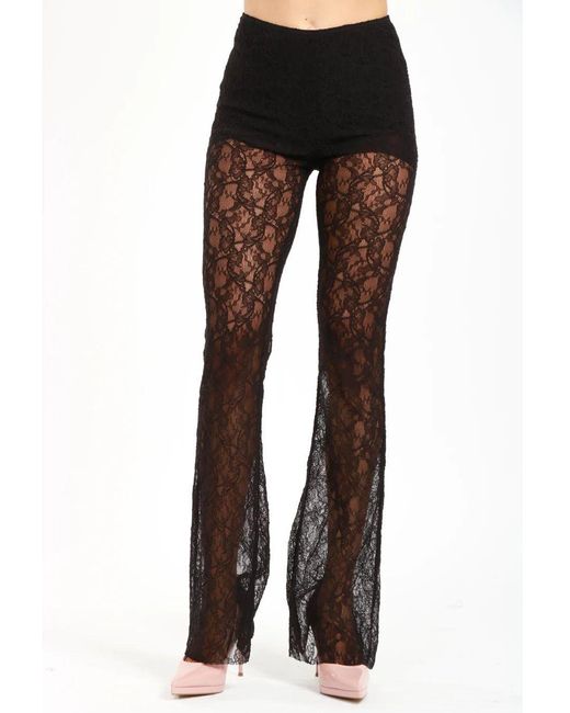 Philosophy Di Lorenzo Serafini Black Lace Detailed Flared Trousers