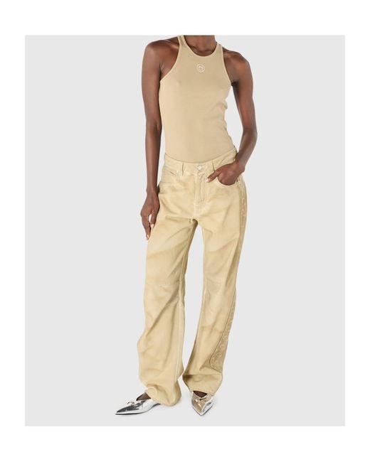 MARINE SERRE Natural Logo Moon Ribbed Tank Top