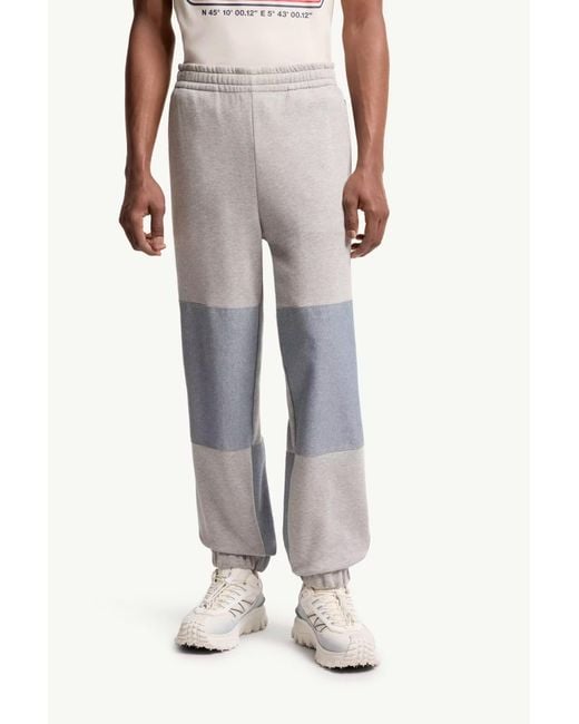 Moncler Gray Cotton Chambray Track Pants for men