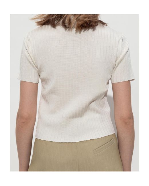 Marni White Short-Sleeved Fine-Knit Polo Top